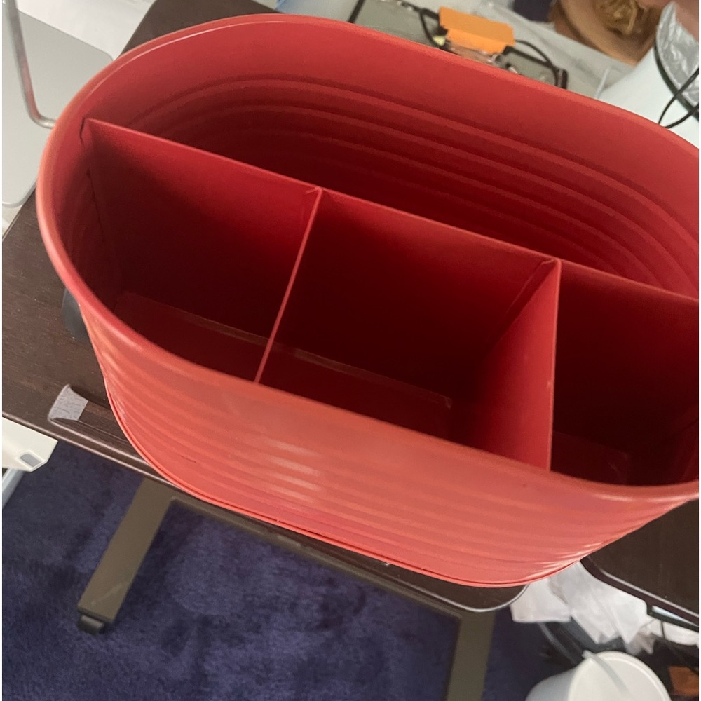Orange tin bucket